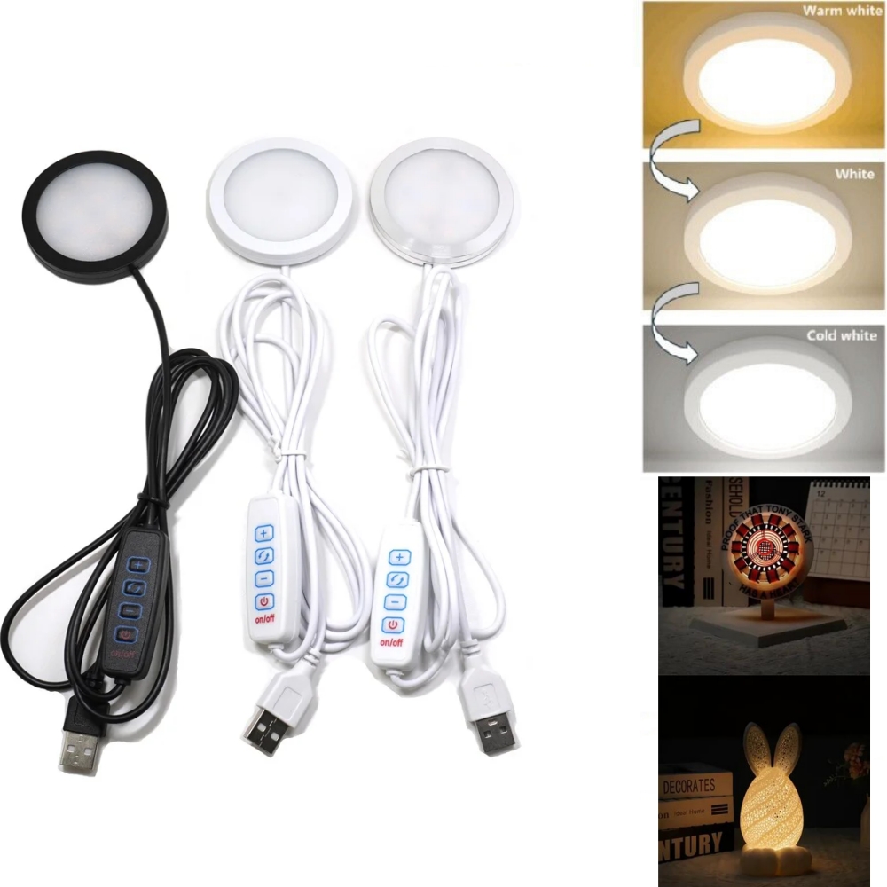 Commercial Kitchen Lighting - 3 Colors Adjustable USB Puck Light