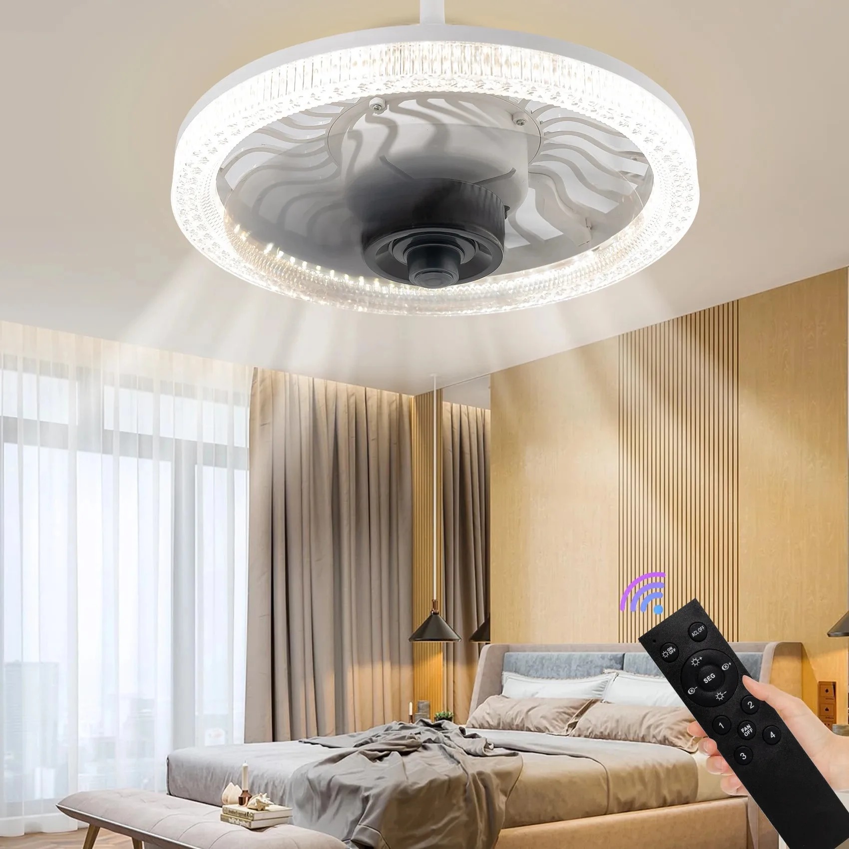 Commercial Kitchen Lighting - Smart LED Ceiling Fan Light with