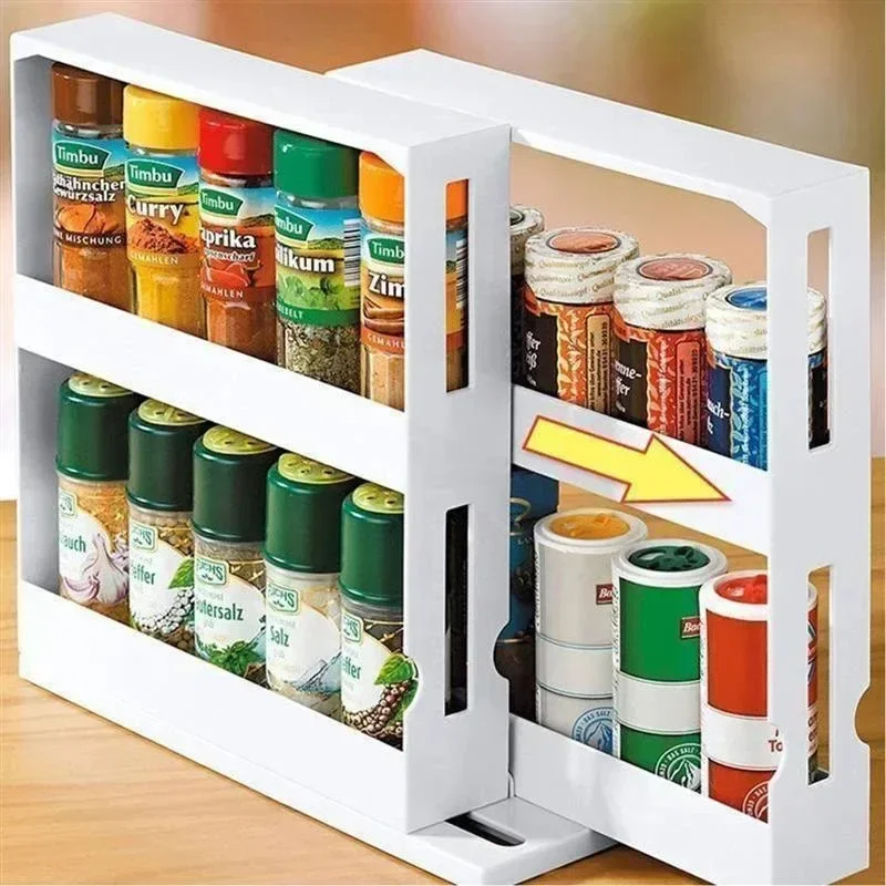 Commercial Kitchen Shelving - Multi-Function 2 Tier Rotate Spice Storage