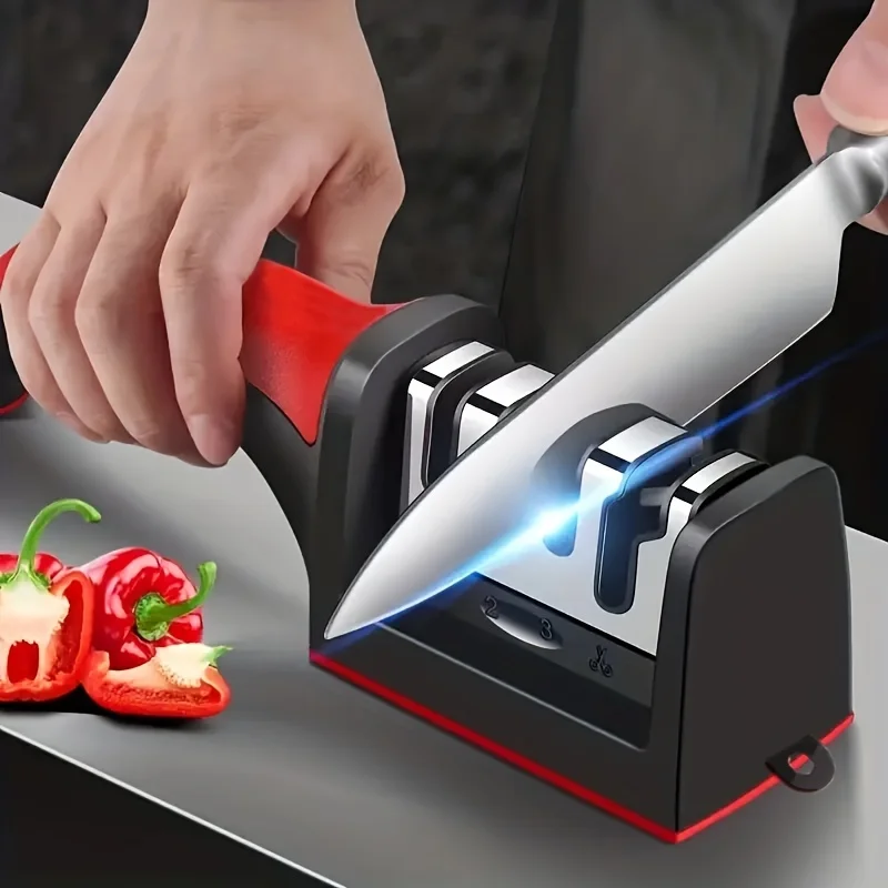 Commercial Kitchen Knives - Premium 4-Stage Knife and Scissors Sharpener,