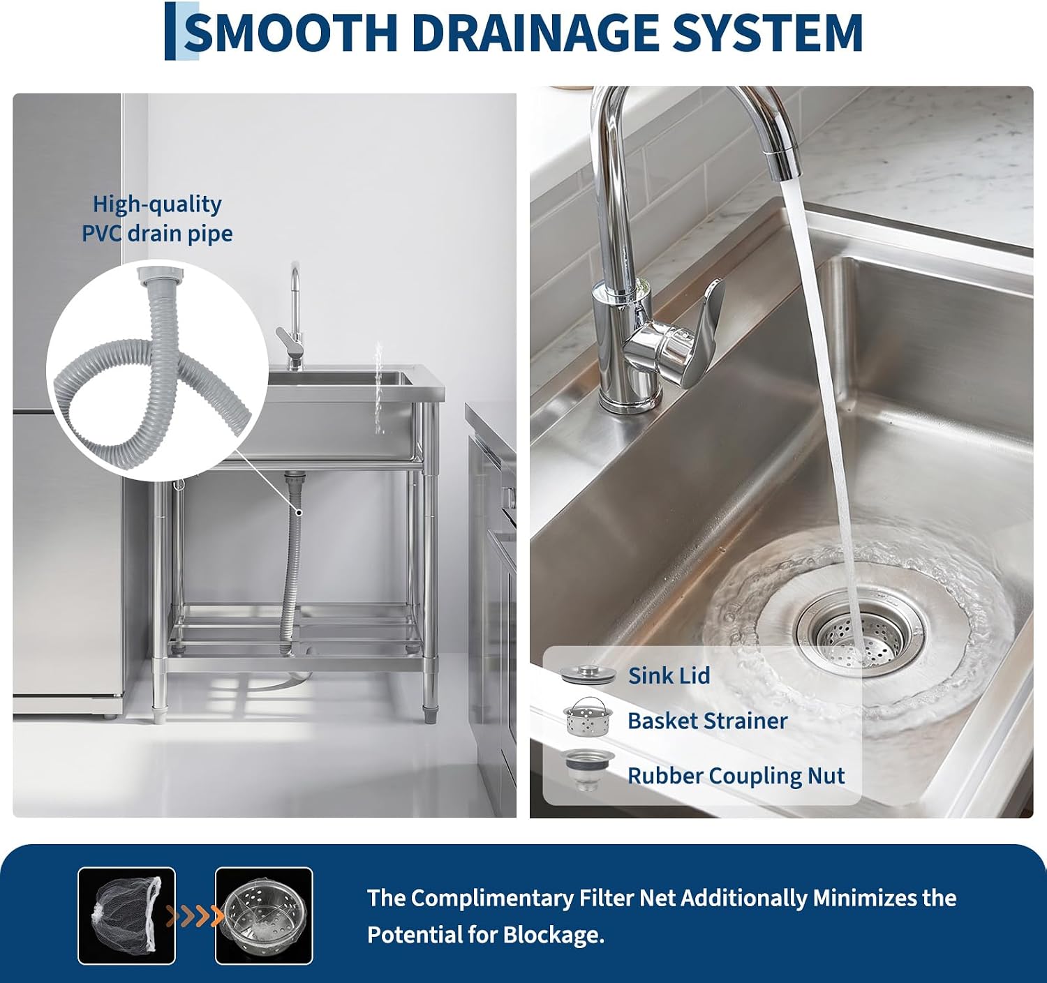 Stainless Steel Utility Sink W - Commercial Kitchen Taps recension och pris