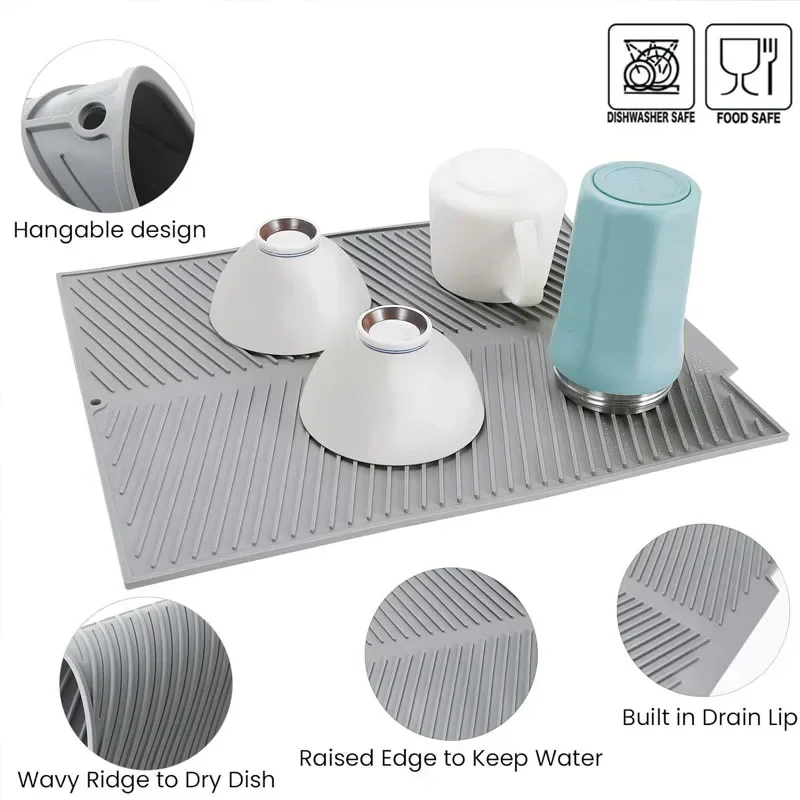 Silicone Dish Draining Mat, Po - Commercial Kitchen Floor Drain recension och pris