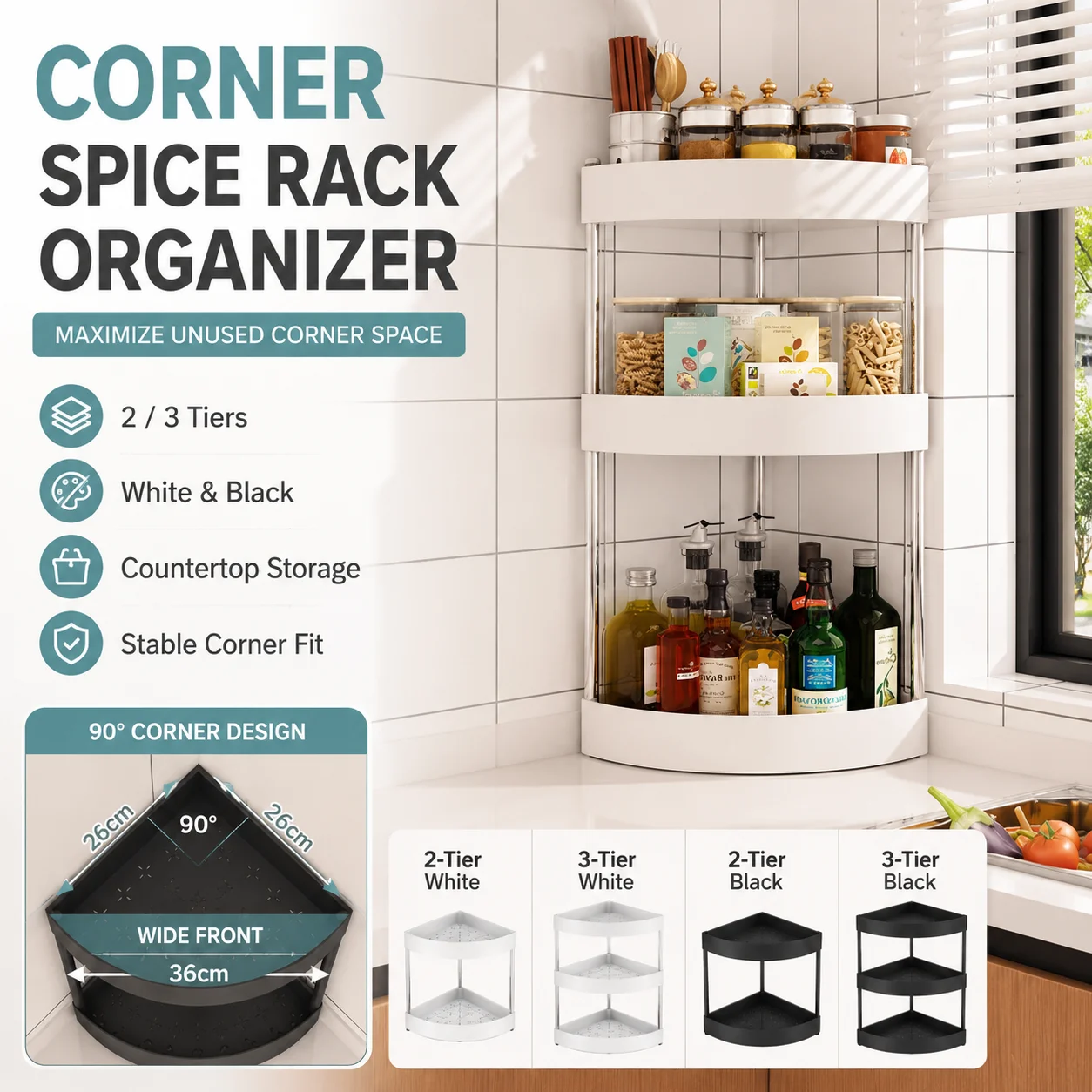2/3Tiers Kitchen Desktop Corne - Commercial Kitchen Shelving recension och pris