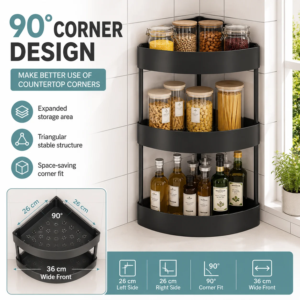 2/3Tiers Kitchen Desktop Corne - Commercial Kitchen Shelving recension och pris