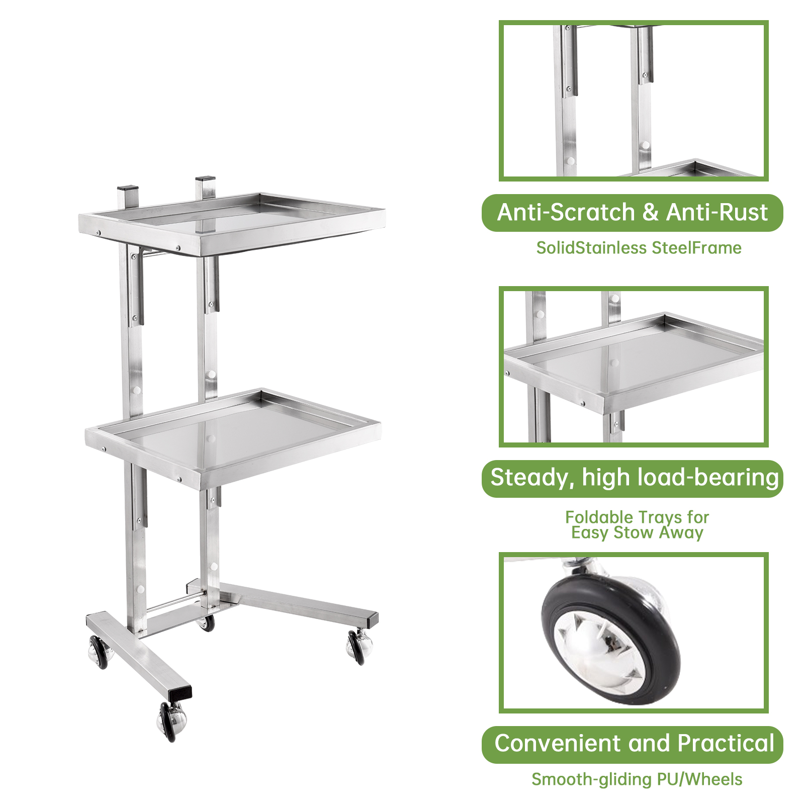 Silver Salon Rolling Cart, 2 T - Commercial Kitchen On Wheels recension och pris