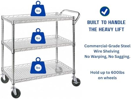 Heavy Duty 3 Tier Rolling Util - Commercial Kitchen On Wheels recension och pris