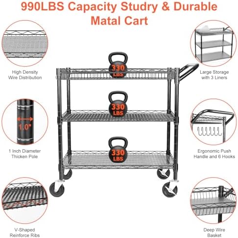 Heavy Duty Utility Cart, 990Lb - Commercial Kitchen On Wheels recension och pris
