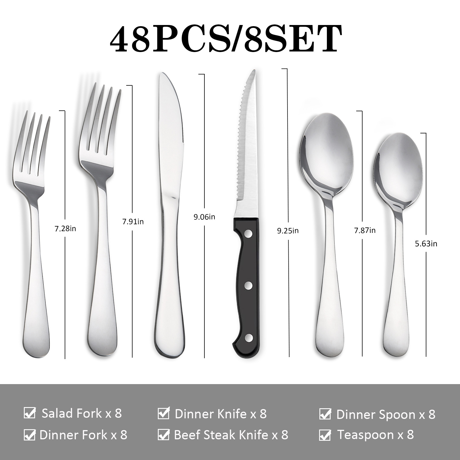 KOOMADE 48Pcs Stainless Steel  - Commercial Kitchen Knives recension och pris
