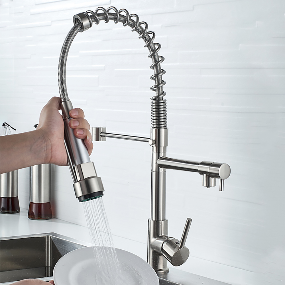 DQOK Black Brushed Spring Pull - Commercial Kitchen Mixer Tap recension och pris