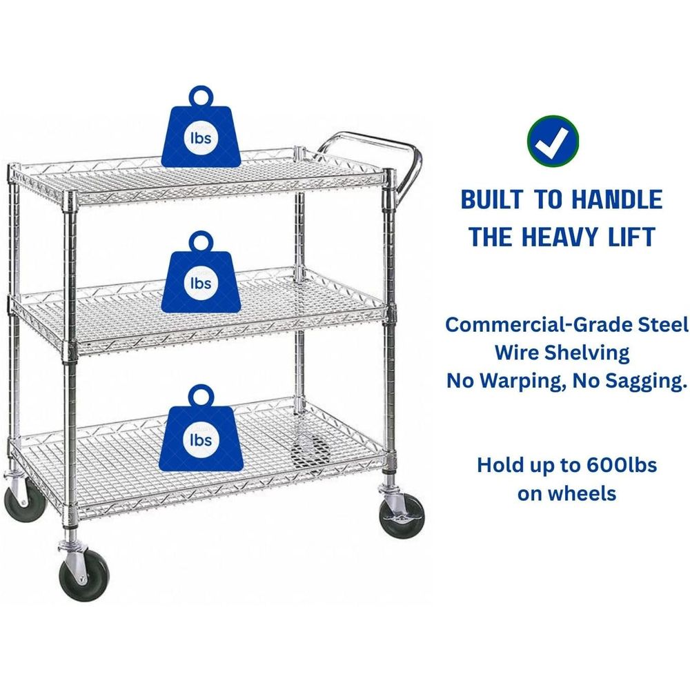 Heavy Duty 3 Tier Rolling Util - Commercial Kitchen On Wheels recension och pris