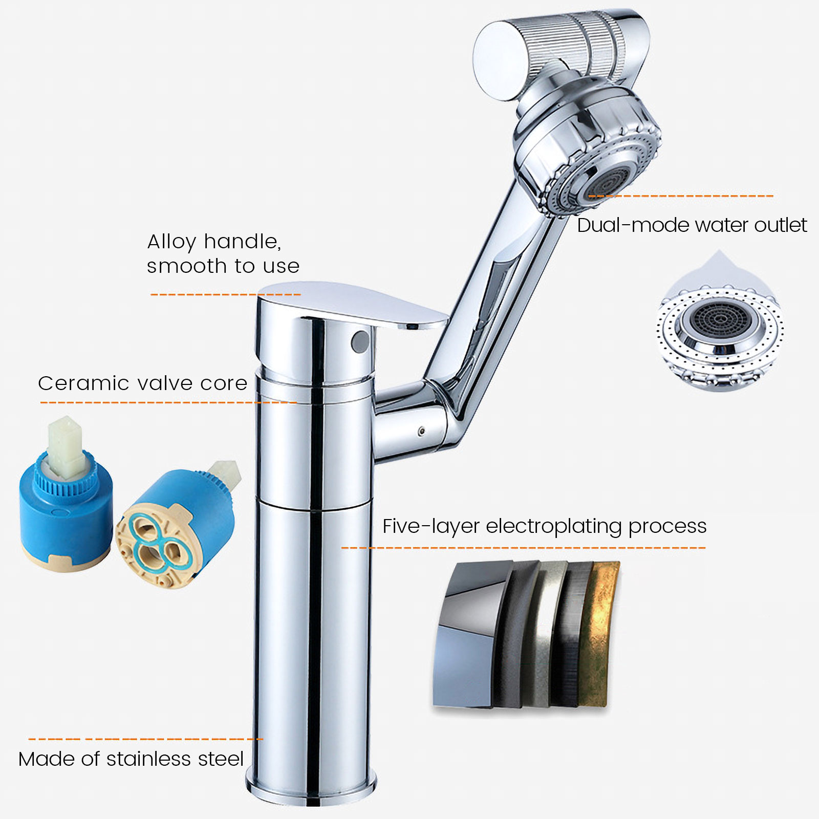 1080 Degree Basin Faucet Kitch - Commercial Kitchen Mixer Tap recension och pris