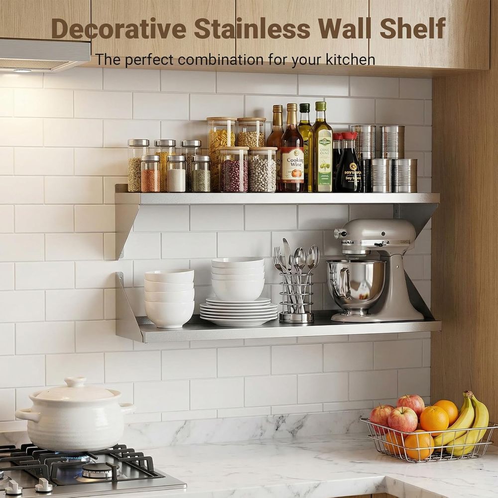 Stainless Steel Wall Shel 12 x - Commercial Kitchen Wall Shelves recension och pris