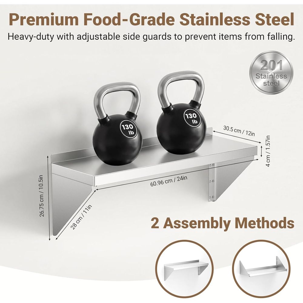 Stainless Steel Wall Shel 12 x - Commercial Kitchen Wall Shelves recension och pris