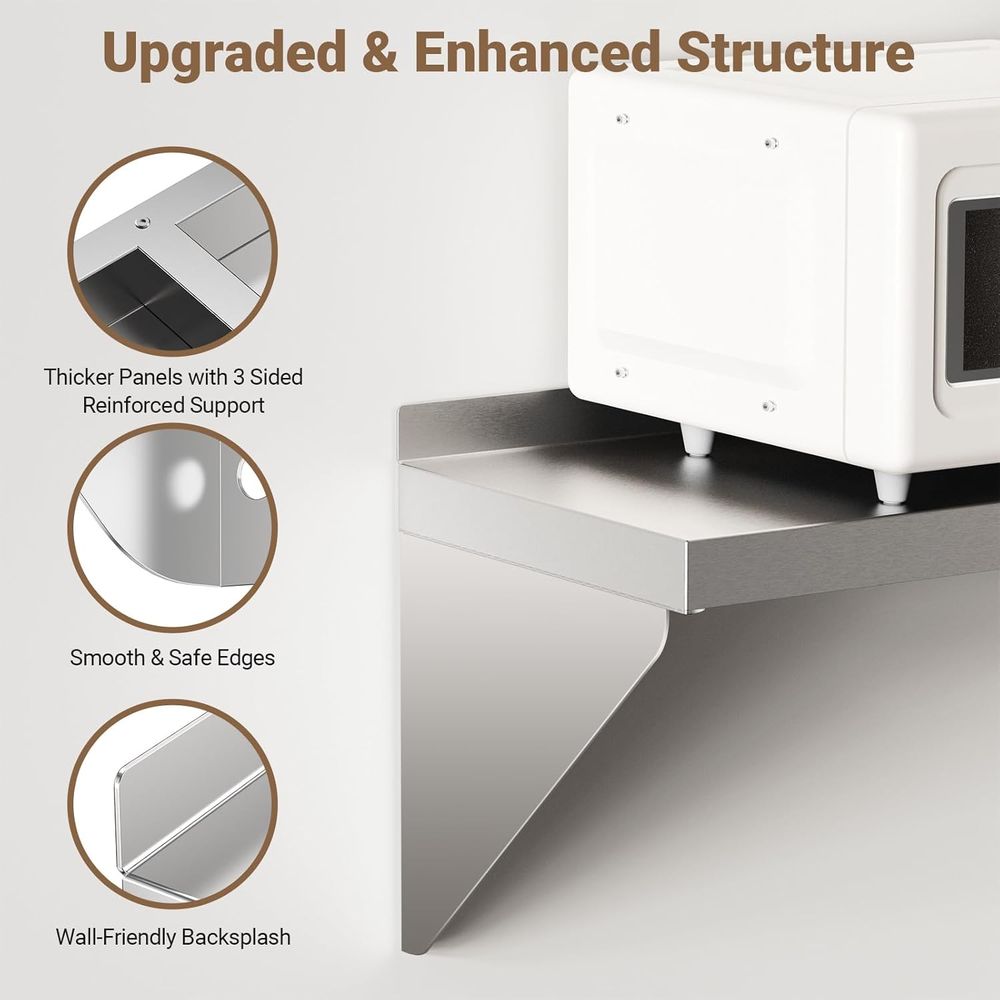 Stainless Steel Wall Shel 12 x - Commercial Kitchen Wall Shelves recension och pris