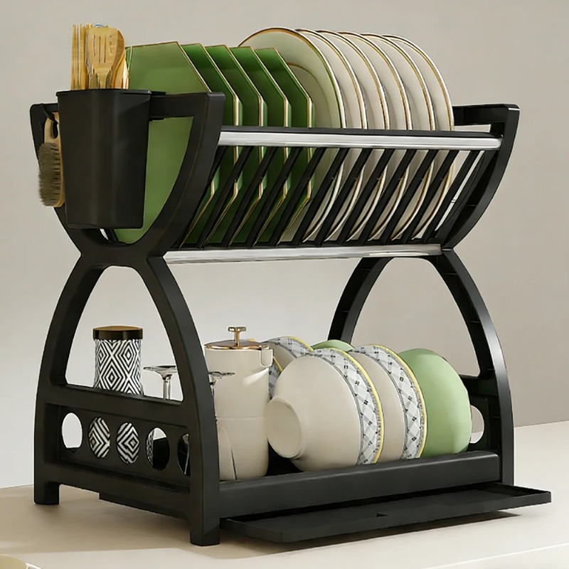 2 Tier Dish Drying Rack Kitche - Commercial Kitchen Shelving recension och pris