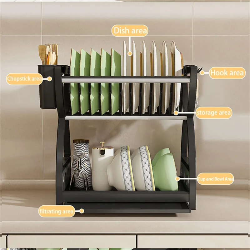 2 Tier Dish Drying Rack Kitche - Commercial Kitchen Shelving recension och pris