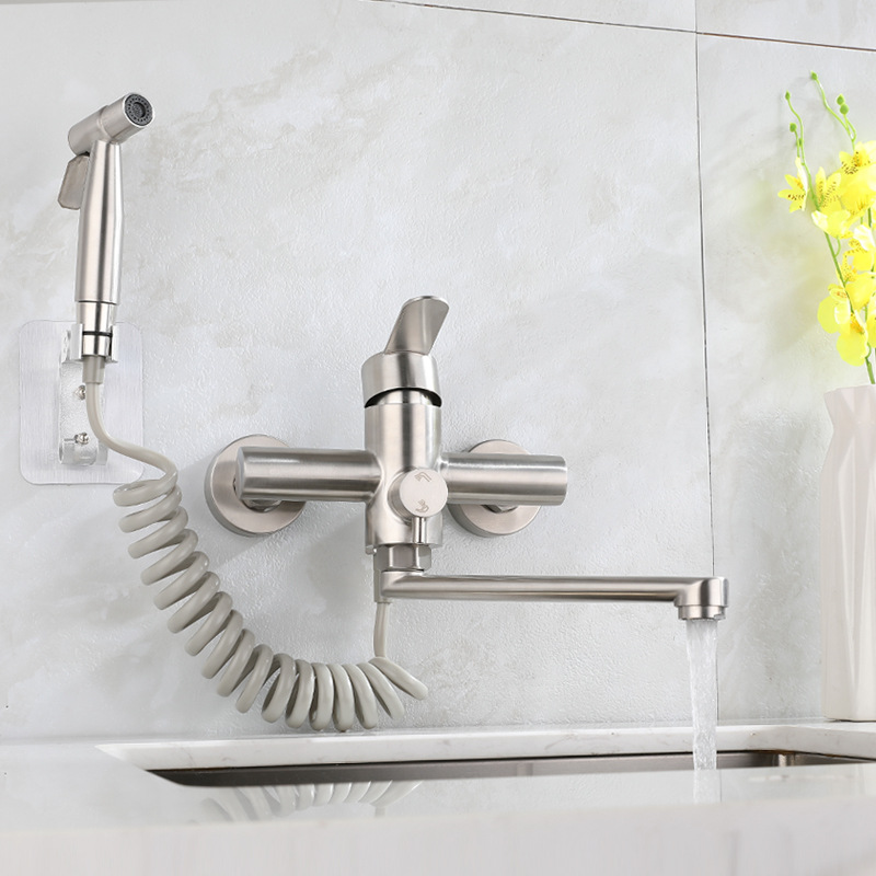Brushed Nickel Wall Mount Sink - Commercial Kitchen Taps recension och pris